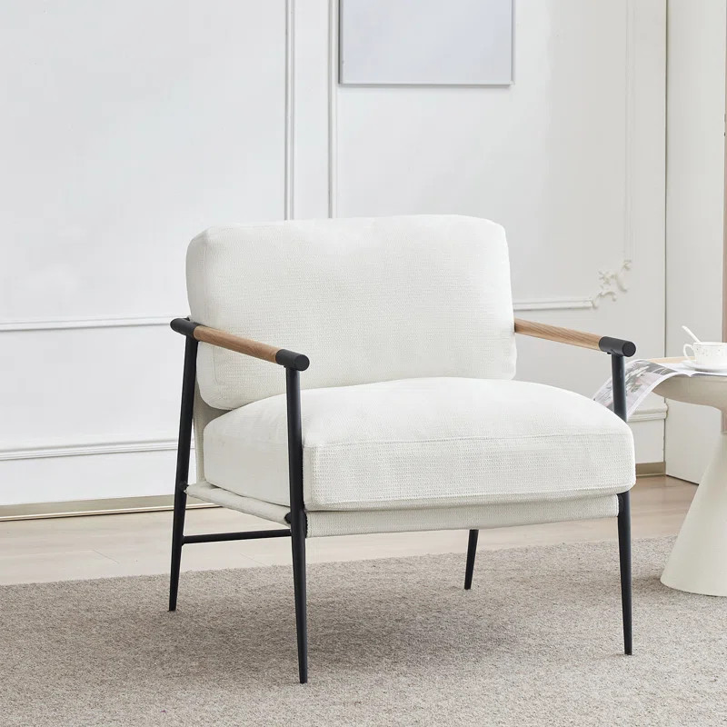 Dajauna 27.75'' Wide Modern Metal Frame Velvet Accent Armchair | Wayfair North America