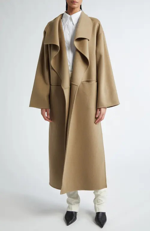 TOTEME Oversize Signature Two-Tone Wool & Cashmere Coat in Truffle at Nordstrom, Size Large | Nordstrom