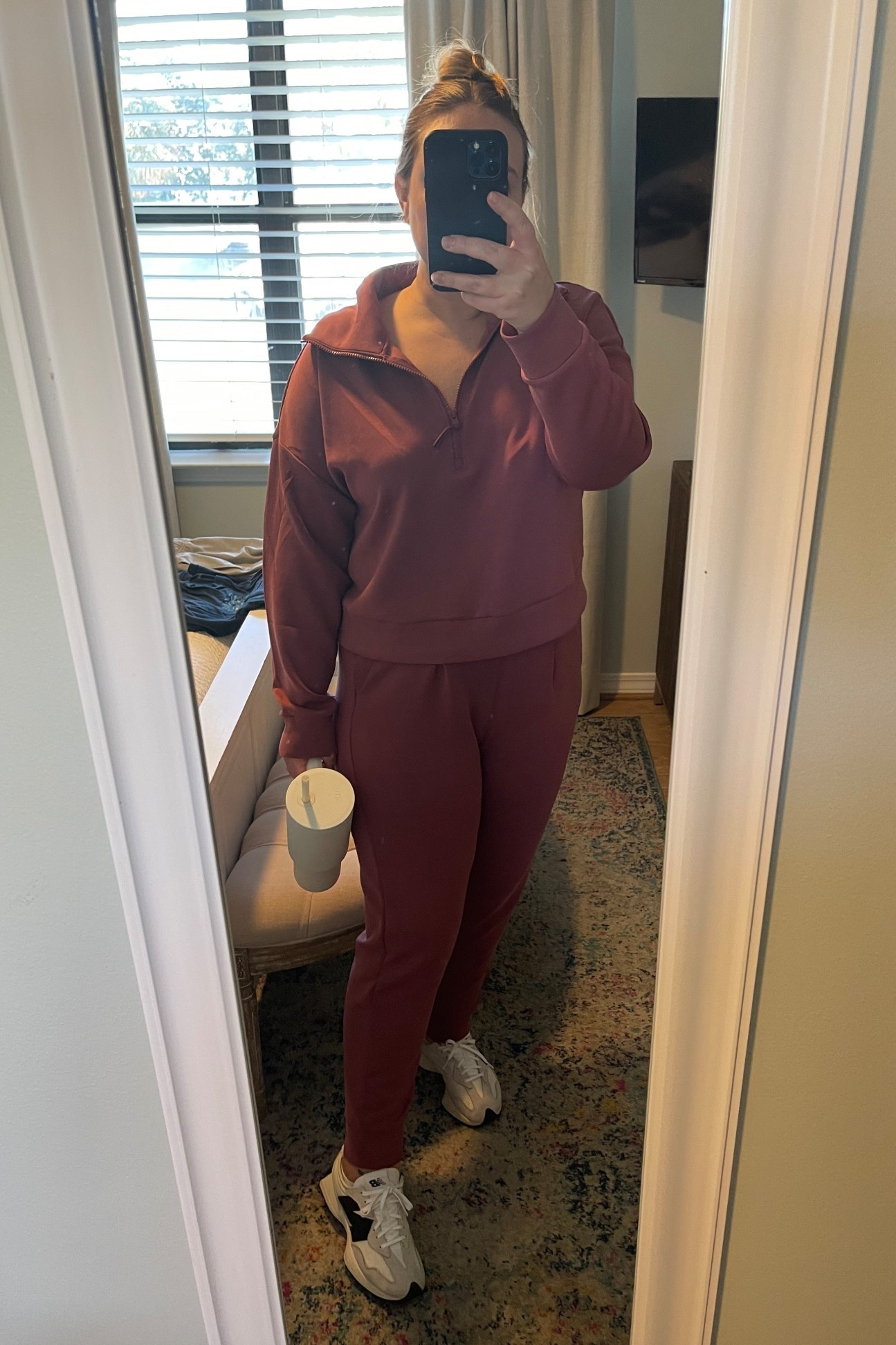 Matching set, Walmart set, Athleisure, athletic set, fall set, sneakers, new balance 327, travel outfit, walking outfit, athletic set, pant set
Large top & medium bottoms - 5’4”

#LTKActive #LTKTravel #LTKFindsUnder50