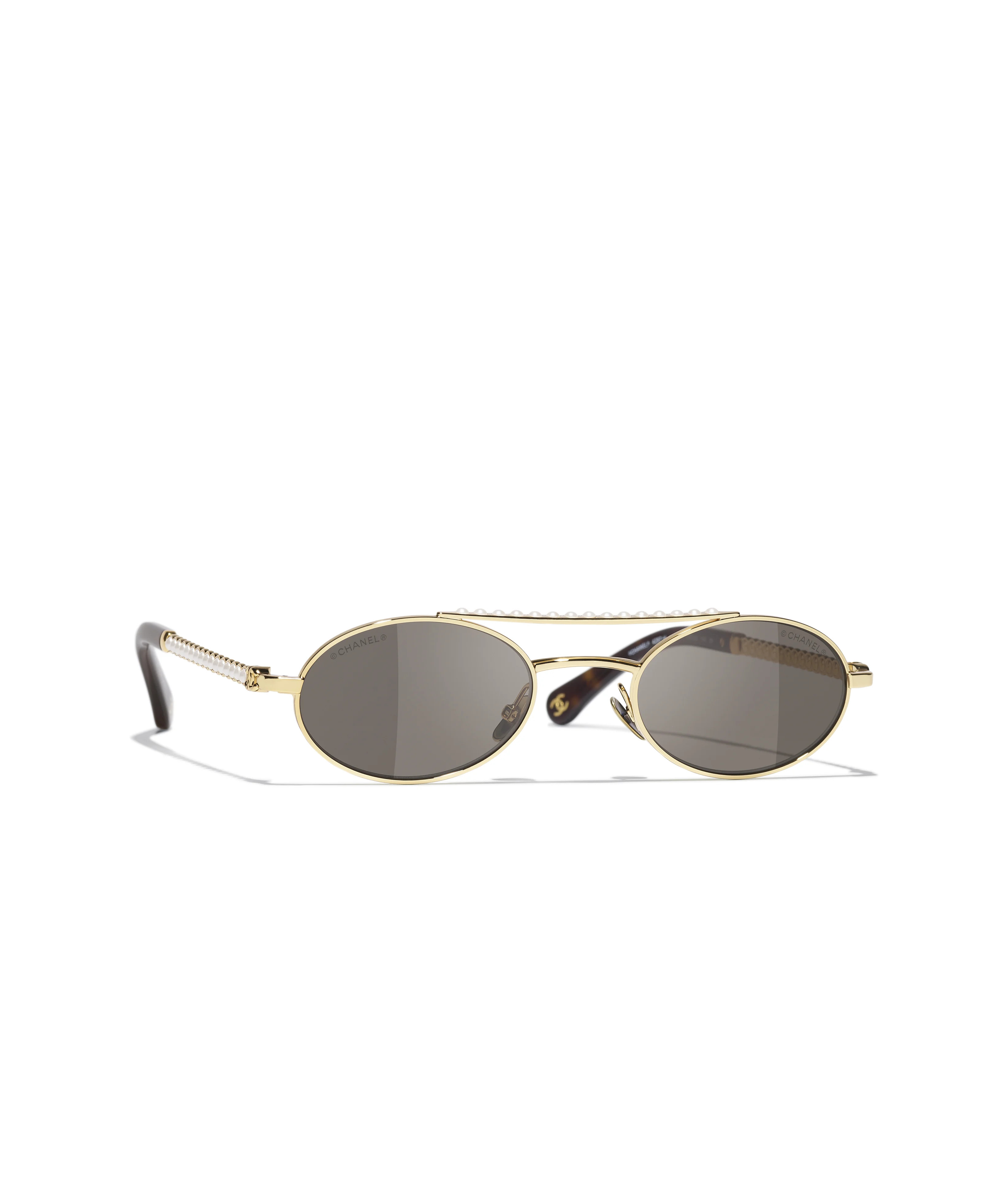 CHANEL Sunglasses: Oval Sunglasses, metal &amp; imitation pearls &mdash; Fashion | CHANEL | CHANE... | Chanel, Inc. (US)