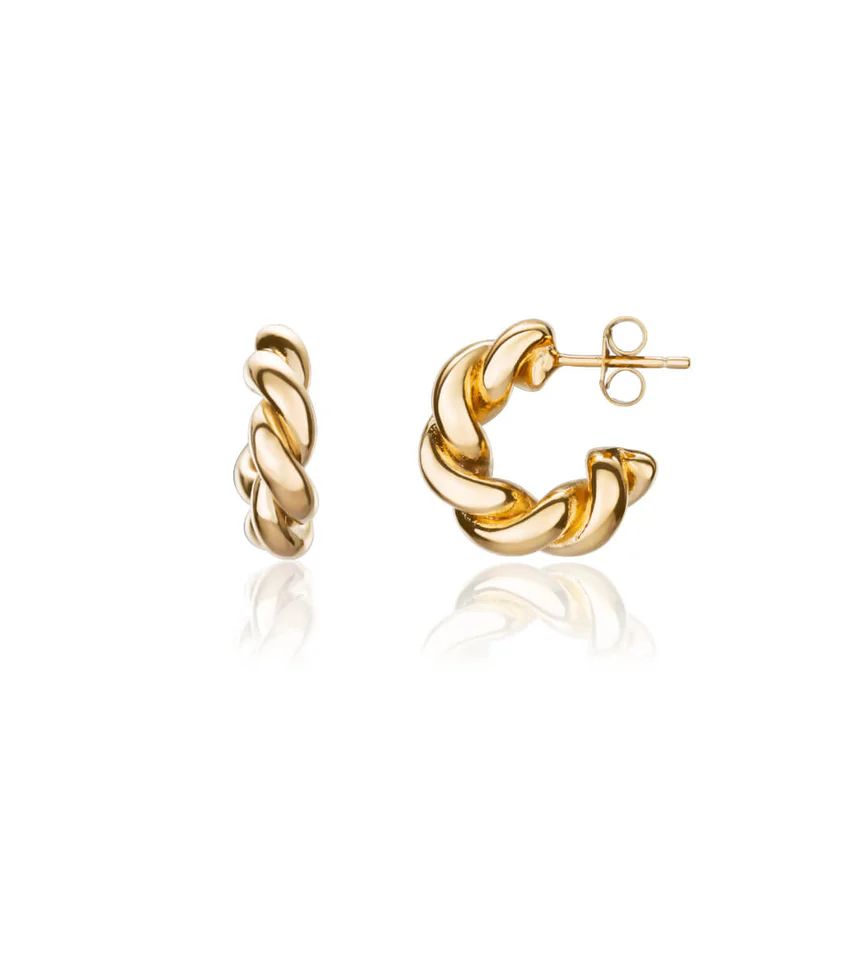 Twisted Huggie Hoop Earrings (Gold) | Abbott Lyon