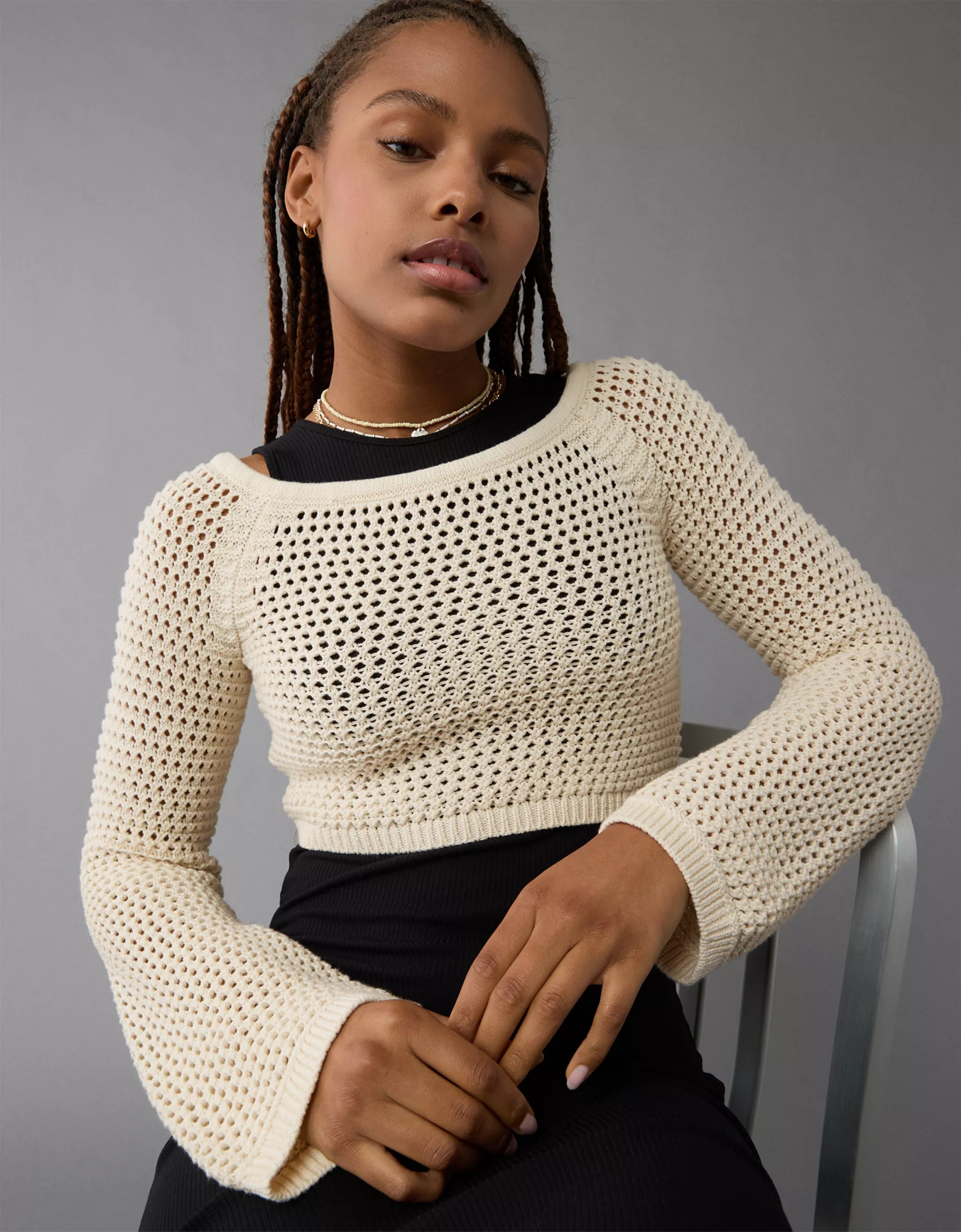 AE Long-Sleeve Off-The-Shoulder Sweater | American Eagle Outfitters (US & CA)