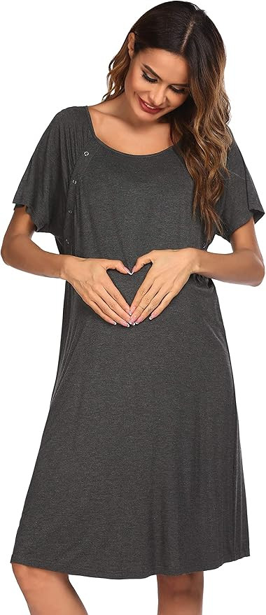 Evanhome Labor and Delivery Gown Short Sleeve Maternity Nightgown Hospital Nursing Gown Breastfee... | Amazon (US)