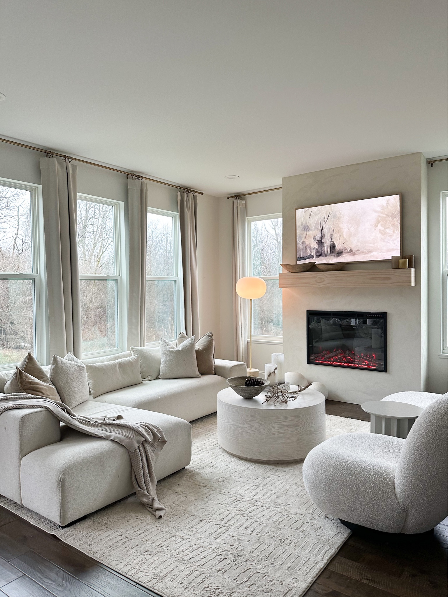 my favorite amazon curtains in color birch. washable rug and round coffee table

#LTKhome