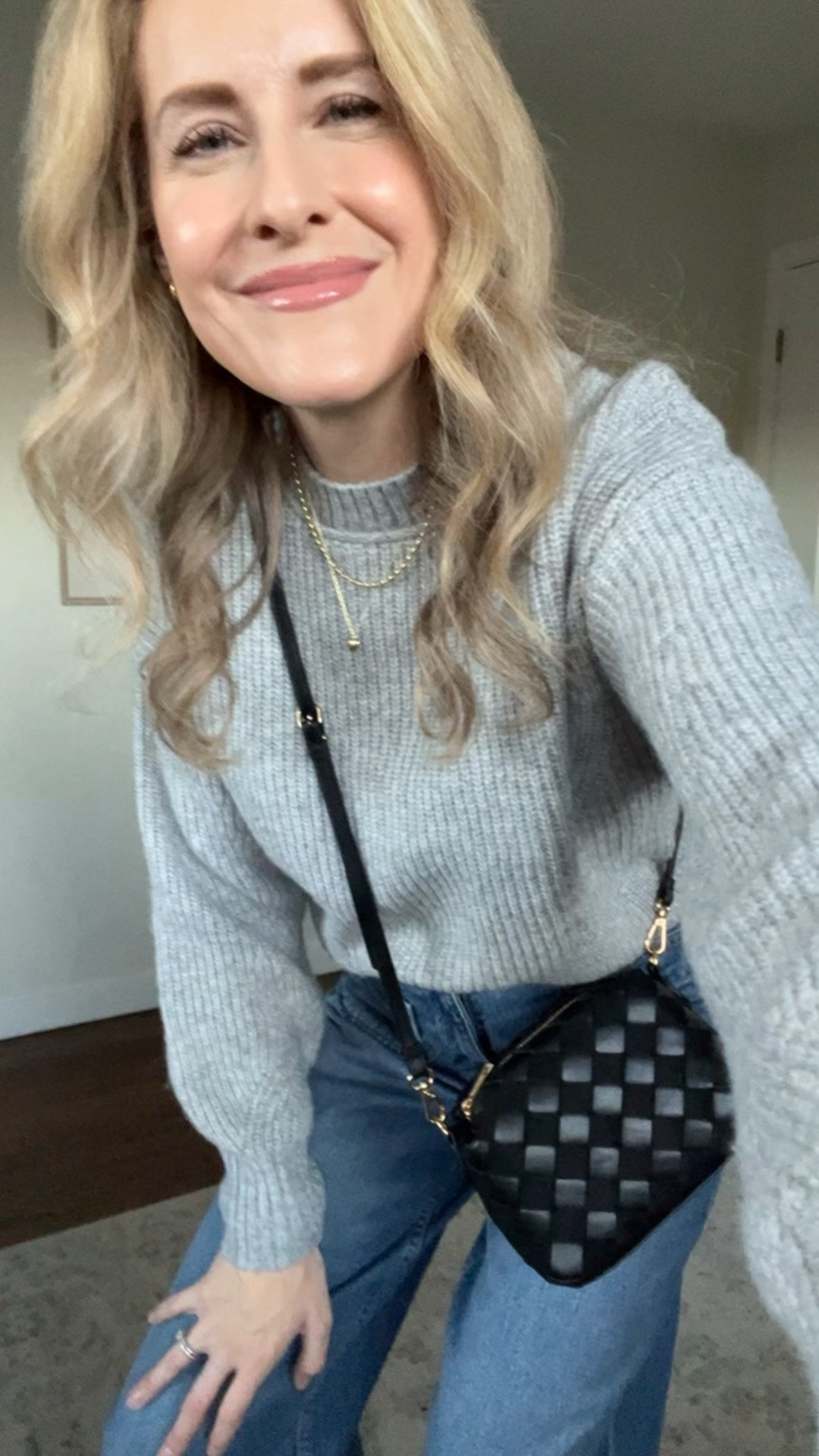 Walmart shaker stitch sweater is soft and not itchy, and this woven purse has been restocked! I can’t get over how nice it looks. #walmartfashion 

#LTKOver40 #LTKFindsUnder50 #LTKFindsUnder100