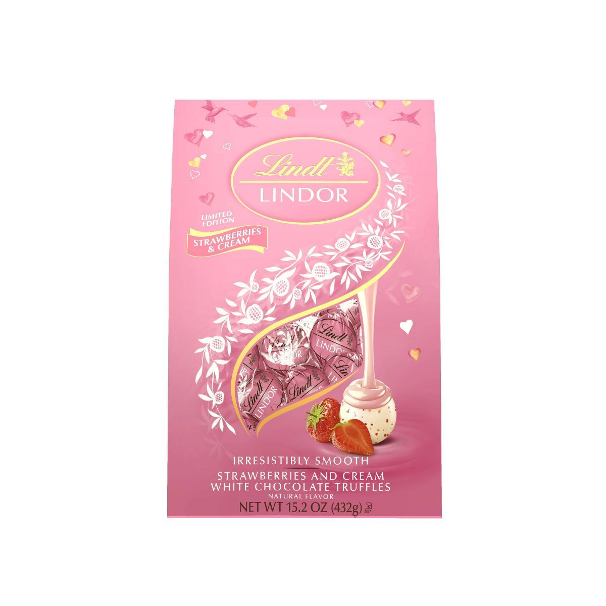 Lindt Lindor Valentine's Strawberries and Cream White Chocolate Truffles - 15.2oz | Target