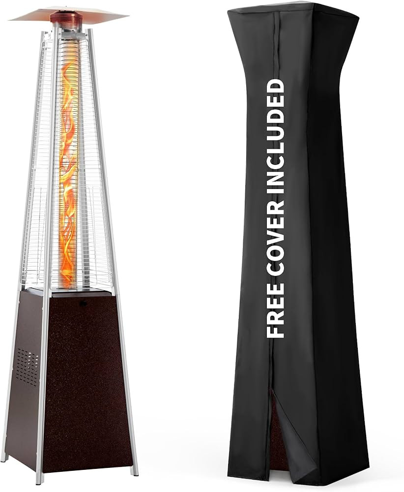 Pamapic Patio Heater, 48,000 BTU Pyramid Flame Outdoor Heater with Cover, Quartz Glass Tube Hamme... | Amazon (US)
