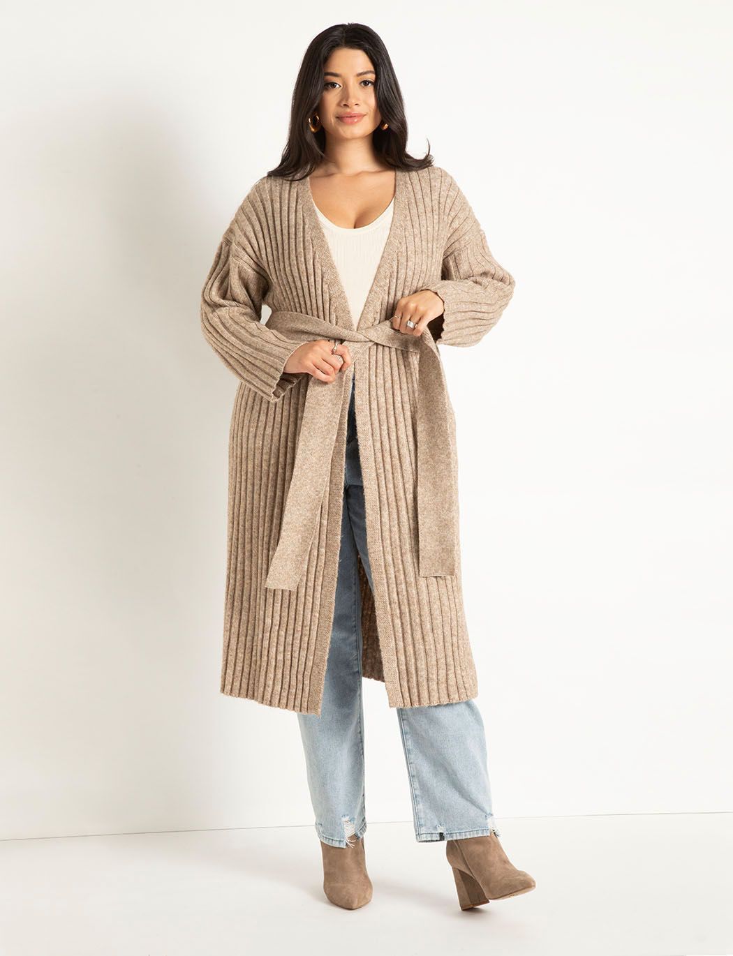 Long Belted Cardigan | Eloquii