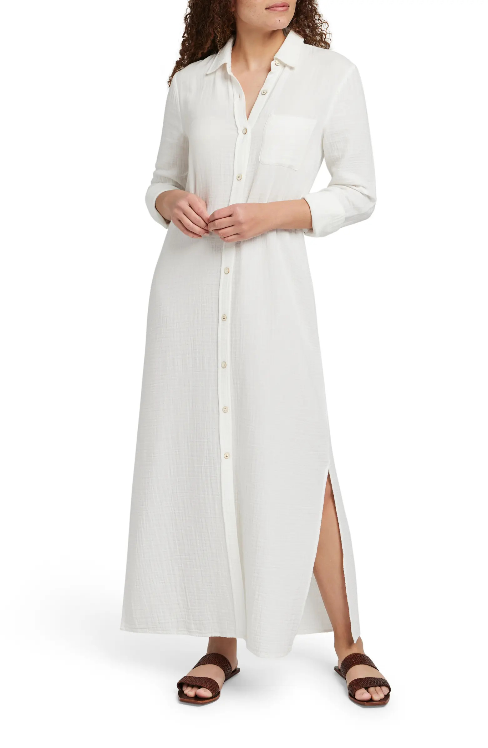 Dream Long Sleeve Organic Cotton Gauze Maxi Shirtdress | Nordstrom