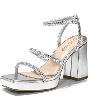 DREAM PAIRS Women's Platform Strappy Heels Open Toe Ankle Strap Square Party Sandals Y2K Dress Sh... | Amazon (US)