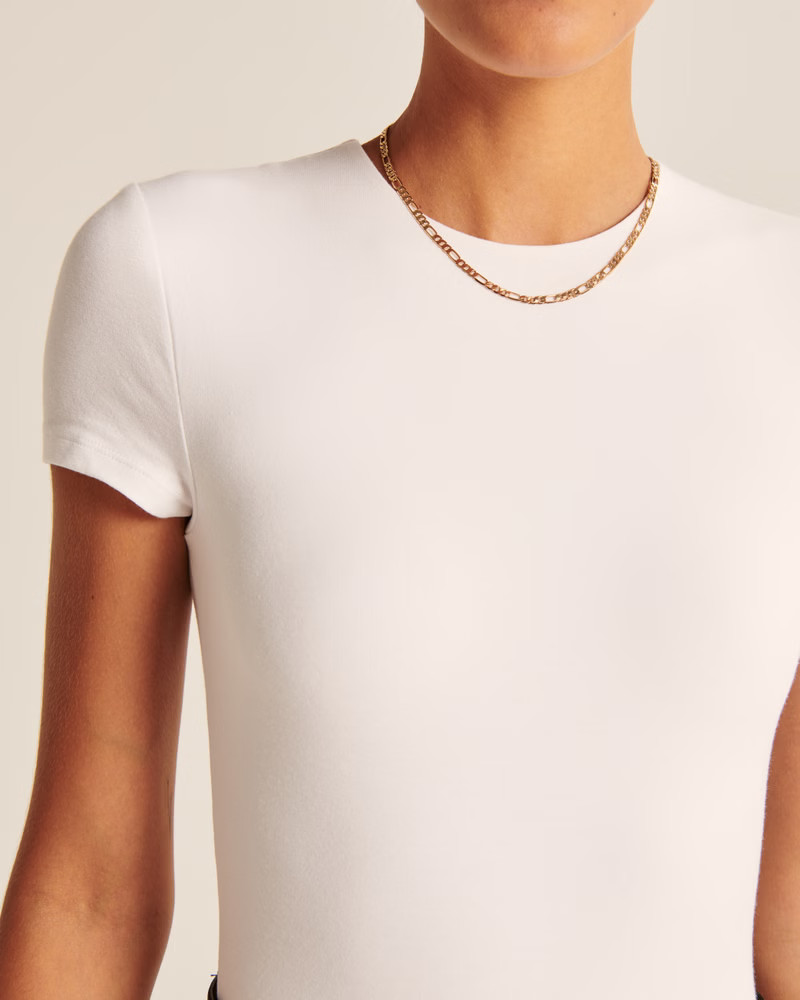 Short-Sleeve Cotton-Blend Seamless Fabric Crew Bodysuit | Abercrombie & Fitch (US)