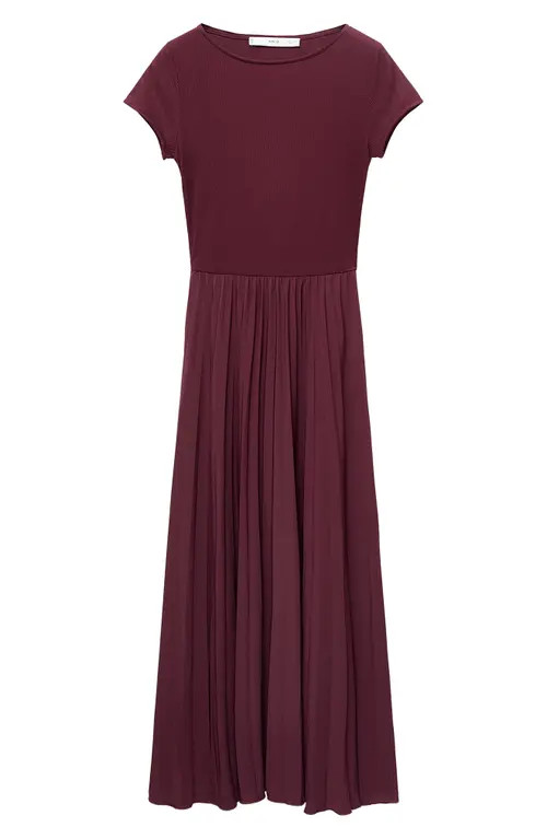 MANGO Pleated A-Line Dress in Burgundy at Nordstrom, Size 6 | Nordstrom