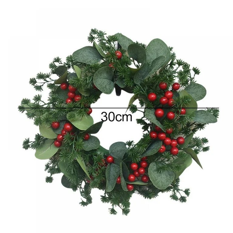 Artificial Christmas Wreath, 11.8" Simulation Wreath with Red Berries for Front Door Winter Chris... | Walmart (US)