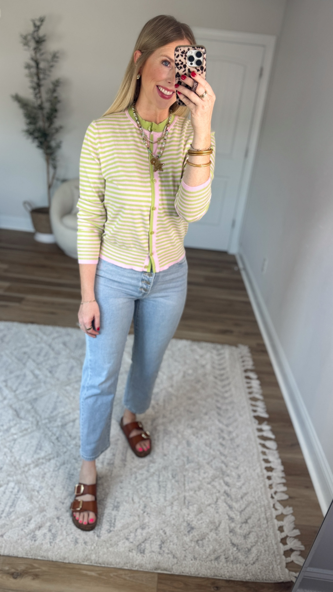 Daily try on, Walmart outfit, Walmart fashion, Walmart try on, striped cardigan, time and tru cropped jeans 

#LTKootd #LTKmomlife