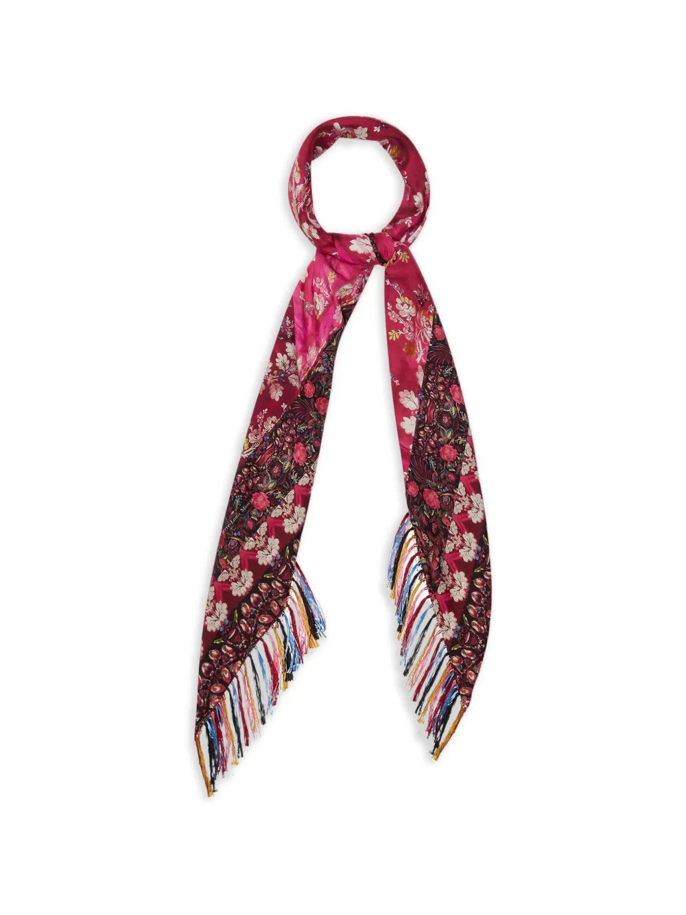 Pierre-Louis Mascia floral print fringed scarf - Red | Farfetch Global