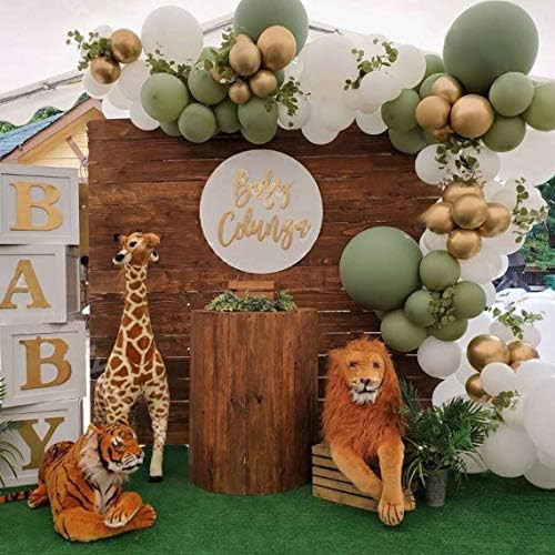 GIHOO Green Balloon Garland Arch Kit 118pcs Retro Avocado Green，White Gold Chrome Latex Balloon... | Amazon (US)