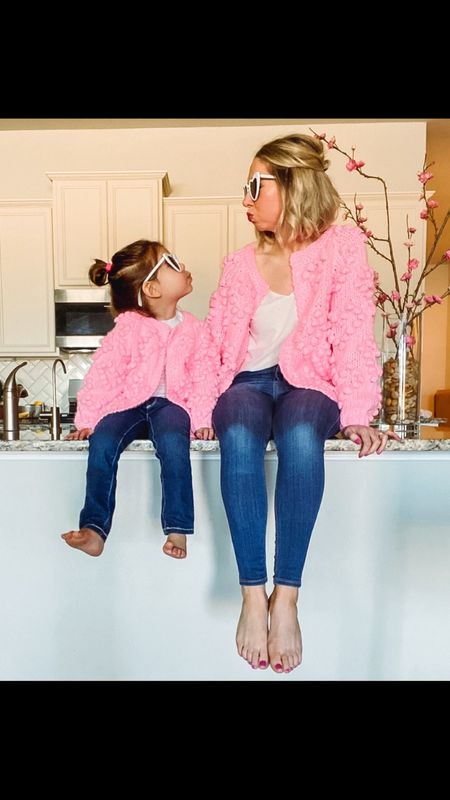 Valentine’s Day outfits 
Mommy and me 
Matching outfits 
Pink cardigan sweaters 

#LTKkids #LTKVideo #LTKfamily