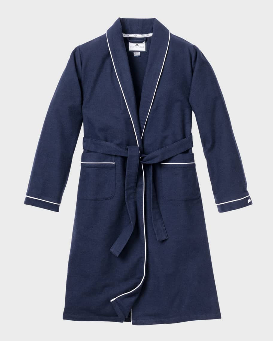 Petite Plume Men's Flannel Robe with Contrast Piping | Neiman Marcus