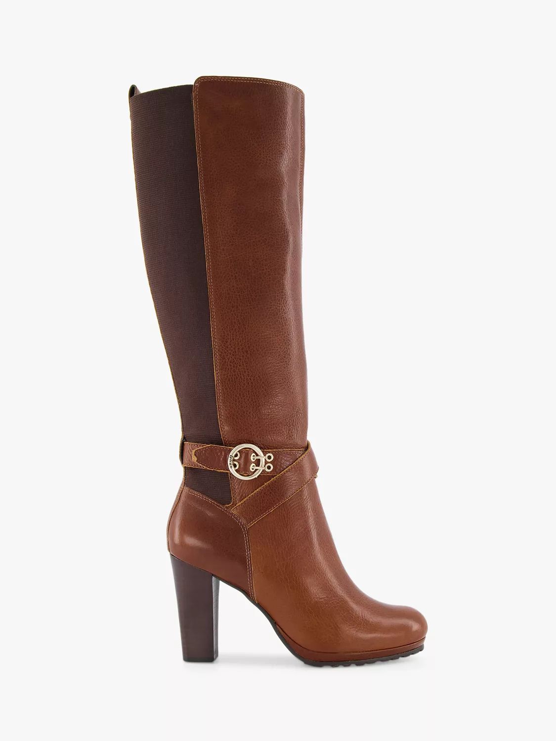 Dune Sabrena Knee High Leather Boots, Tan | John Lewis (UK)