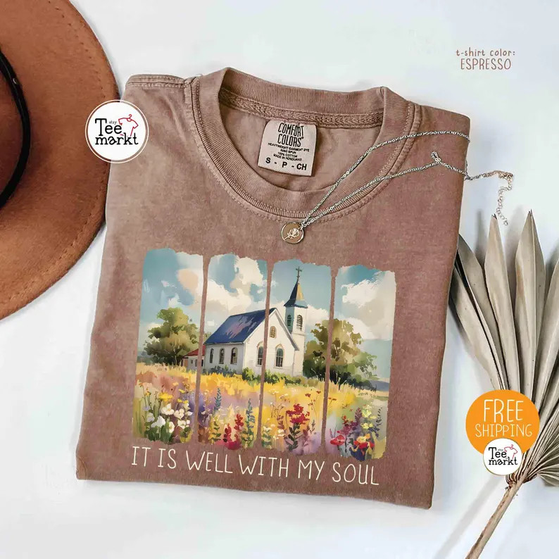 Comfort Colors\u00ae It is Well With My Soul Shirt, Church Graphic Tee, Christian Faith T-shirt, ... | Etsy (Global)