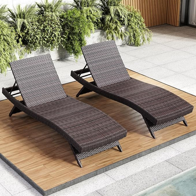 Nestl Chaise Lounge Chair Outdoor Set of 2, Wicker Patio Lounge Chair, Outdoor Lounge Chair with ... | Amazon (US)