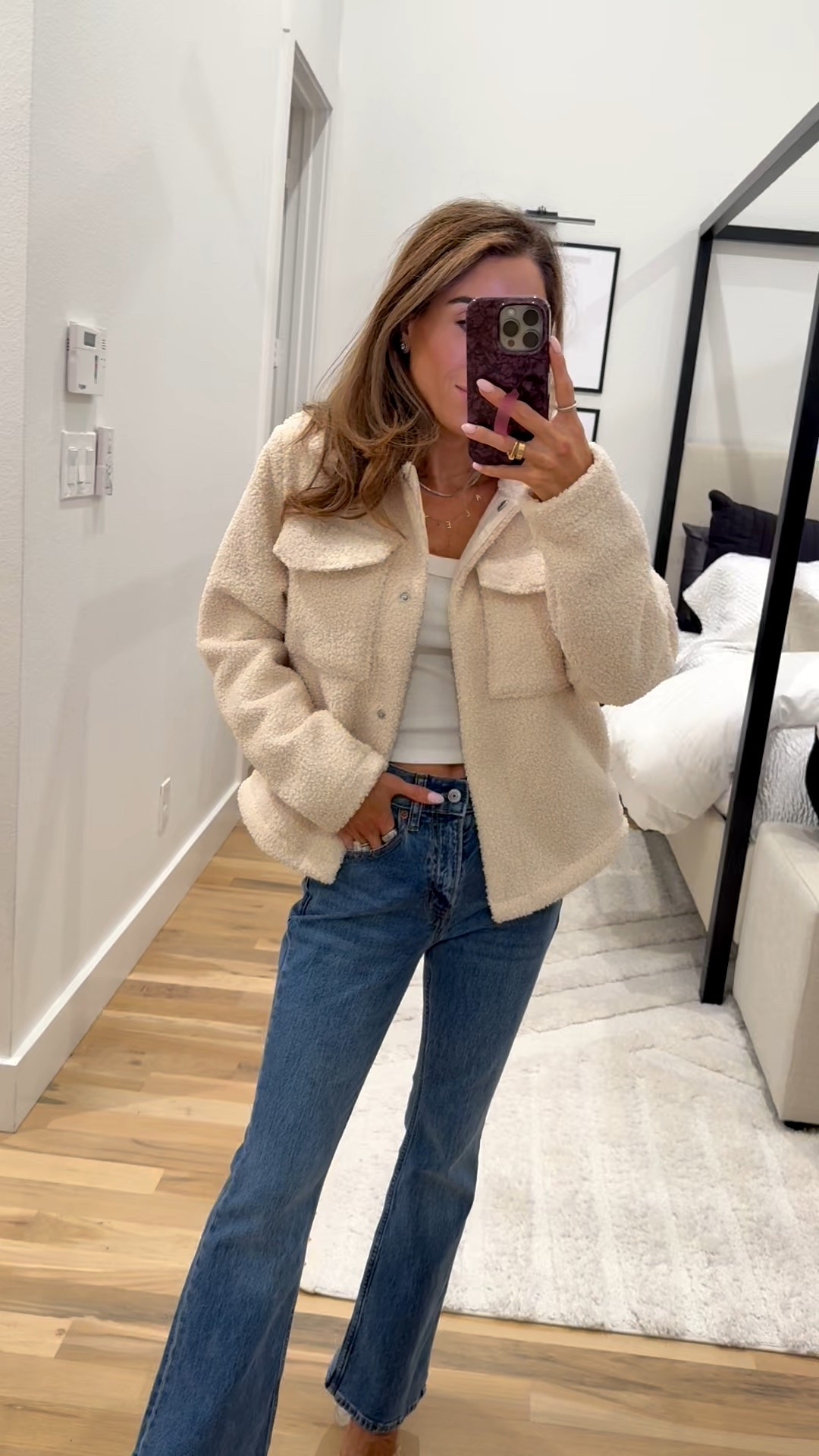 Sherpa cropped jacket wearing smallest size so cute with jeans 

#LTKFindsUnder100 #LTKFindsUnder50 #LTKPetite