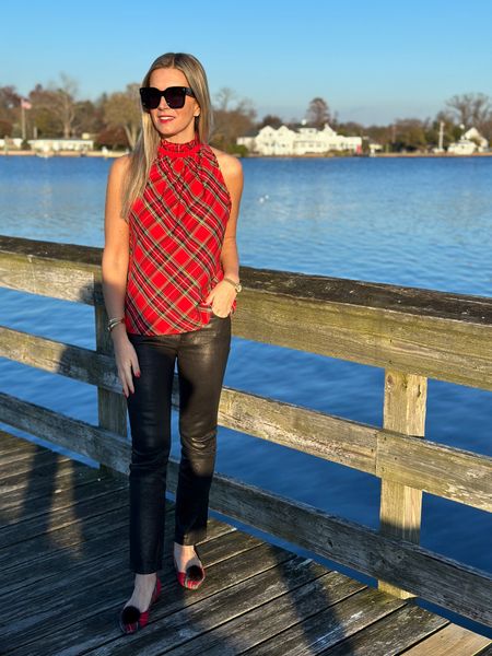 Kicking off “30 Days of Plaid” with a bang this holiday weekend 💥❤️ We’ll see how compliant I am with posting outfit inspo, but I promise much more holiday content in the very near future.  Get ready for holiday style overload! 😜🎄🤶🏻

There are so many great Cyber deals this weekend 👩🏼‍💻 including this ruffleneck tartan popover. Fit runs on the larger size, so if between sizes, I suggest sizing down.  Also, these leather crop mini bootcut pants are a SPLURGE, but they’re currently on sale.  Truly timeless pieces, such as these pants, are always worth investing in. ❤️ Full outfit details in LTK and blog link in profile.

Hope you’re having a wonderful holiday weekend!  🦃❤️ I visited the parents down the shore for Thanksgiving, and I’m planning on putting up my holiday decor today.  Are you Team Pre-Thanksgiving Decorate or Post-Thanksgiving Decorate? 🎄⭐️🎁

#LTKCyberweek #LTKHoliday #LTKSeasonal