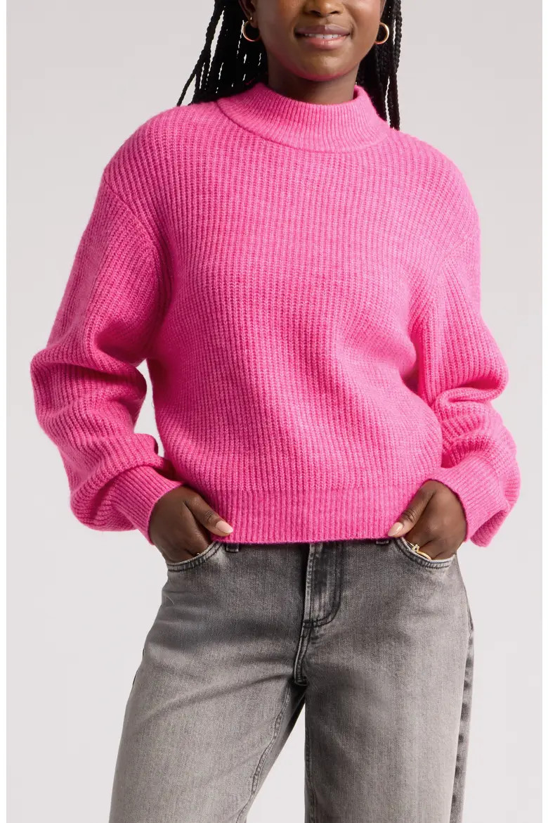 BP. Everyday Easy Mock Neck Sweater in Green Ponderosa at Nordstrom, Size X-Large | Nordstrom