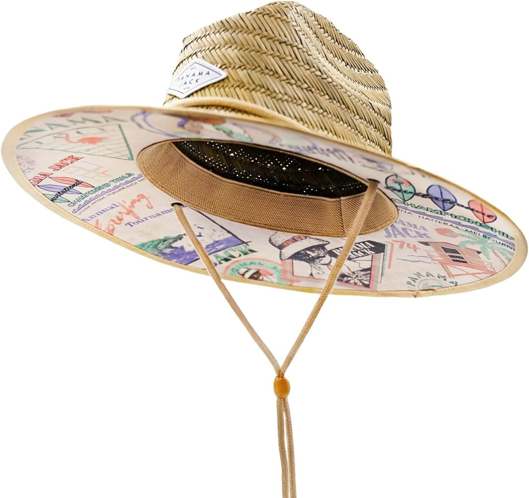 Panama Jack Women's Sun Hat - Lifeguard, Hand Woven Straw, UPF (SPF) 50+ UVA/UVB Sun Protection, ... | Amazon (US)
