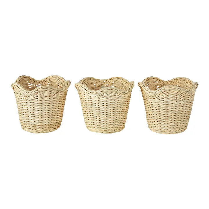 Wavy Wicker Orchid Baskets Large, Set of 3 | Chairish