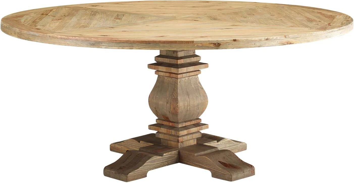 Column Brown 71 Inch Round Pine Wood Dining Table EEI-3495-BRN | 1stopbedrooms