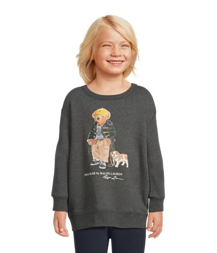 POLO RALPH LAUREN Boys Polo Bear Heathered Fleece Sweatshirt (Toddler/Little Kid), Windsor Heather, 7, Little Kid | Amazon (US)