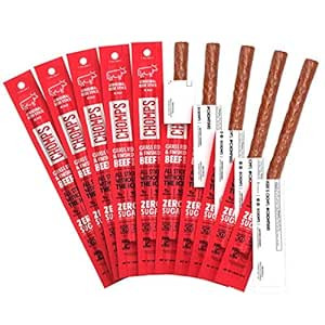 CHOMPS Jerky Snack Sticks - Non-GMO Gluten Sugar Free 100 Calorie Snacks - Paleo and Keto Friendl... | Amazon (US)