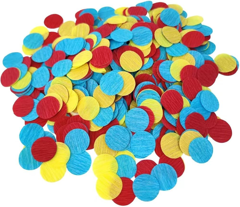 Carnival Circus Table Confetti Red Yellow and Blue 1 inch Crepe Paper Dots Table Scatter Confetti... | Amazon (US)