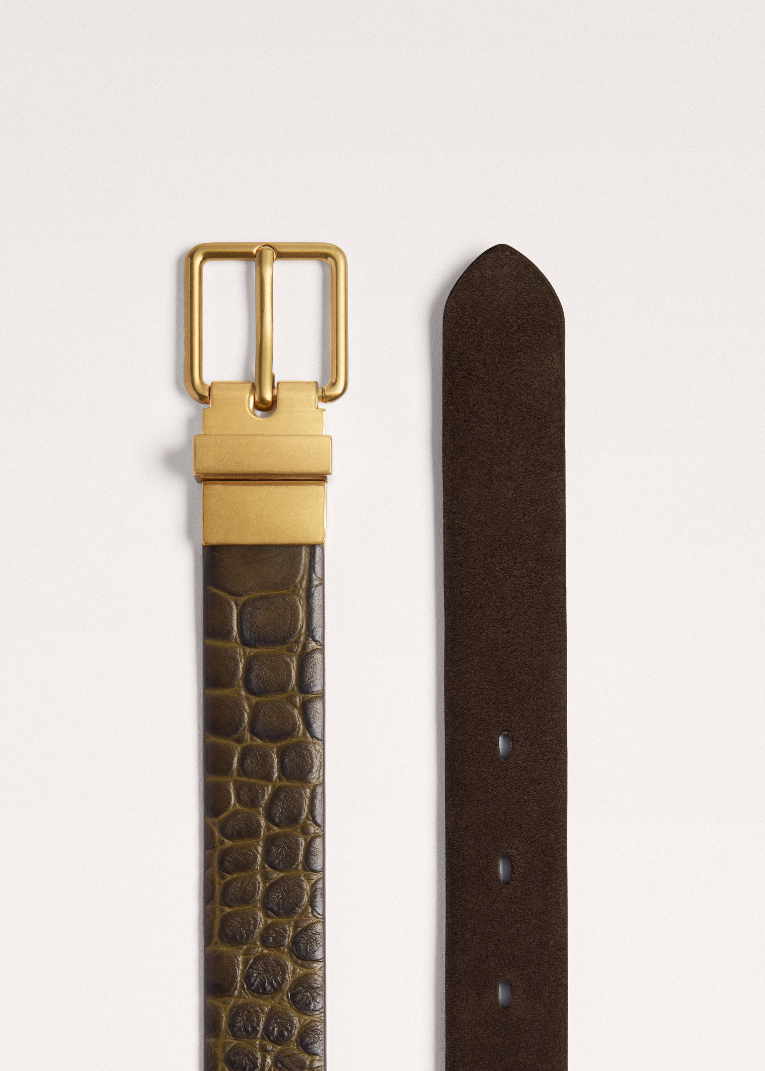 Croc Print Reversible Belt Italian Full Grain Leather + Soft Italian Suede | ME+EM Global (Excluding US)