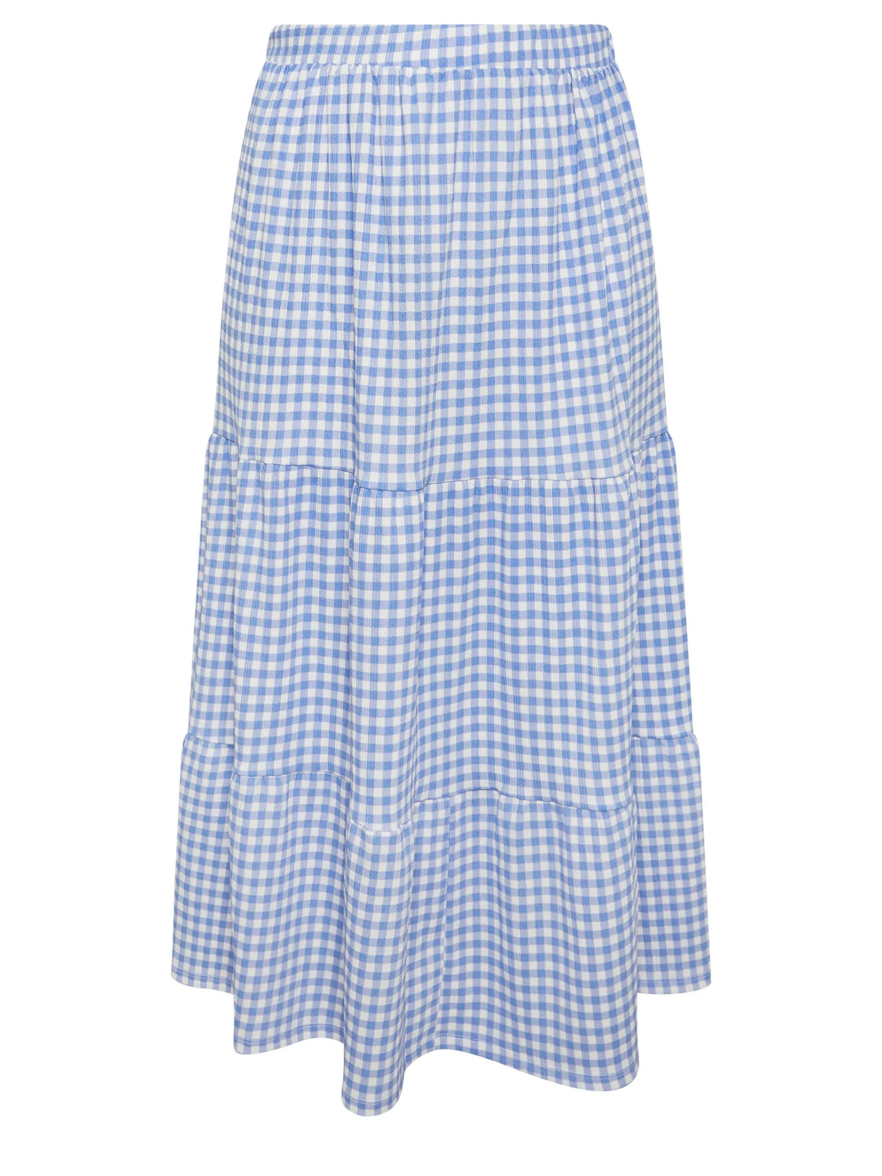 Yours Curve Blue Gingham Textured Maxi Skirt US 12 | Next US