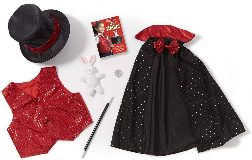 Melissa & Doug Magician Role Play Costume Set - Includes Hat, Cape, Wand, Magic Tricks Frustratio... | Amazon (US)