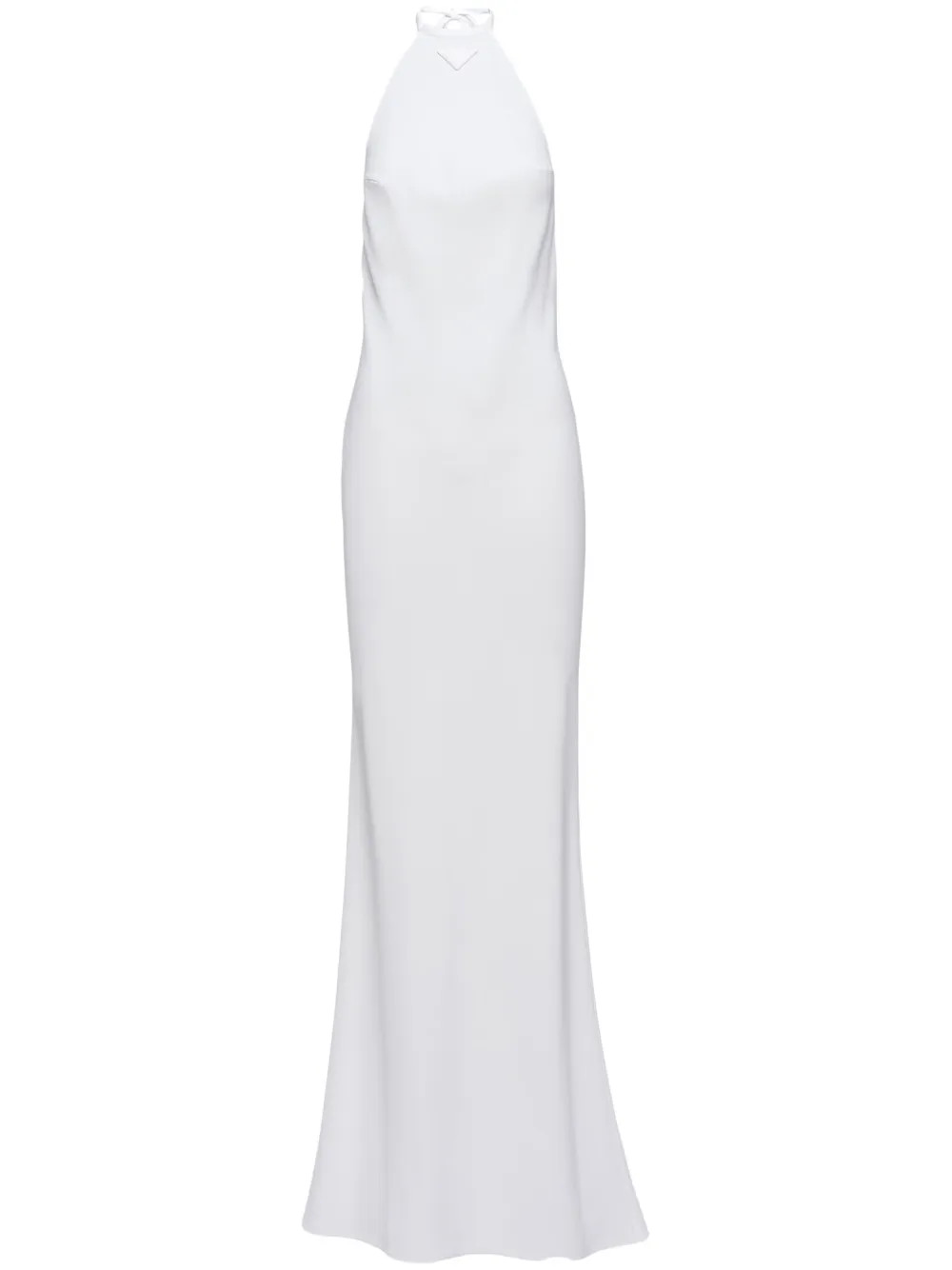 Prada triangle-logo Halterneck Maxi Dress - Farfetch | Farfetch Global
