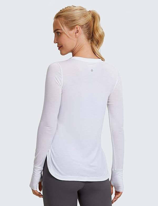 CRZ YOGA Women's Sports Shirt Hiking Running Workout Long Sleeve Top with Thumbholes | Amazon (US)