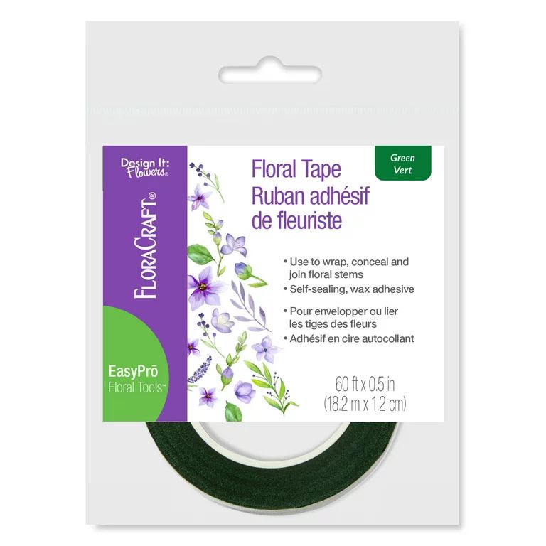 FloraCraft Floral Tape 0.5 inch x 60 feet Green - Walmart.com | Walmart (US)