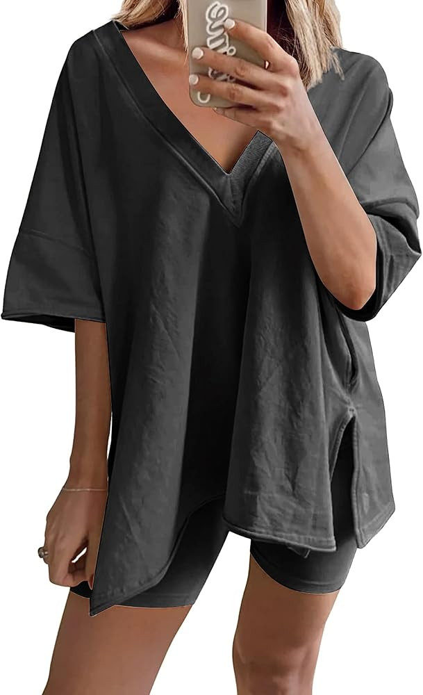 Womens Summer Reversible Set Plunge Neck Top and Shorts Two Piece Summer Outfits | Amazon (US)