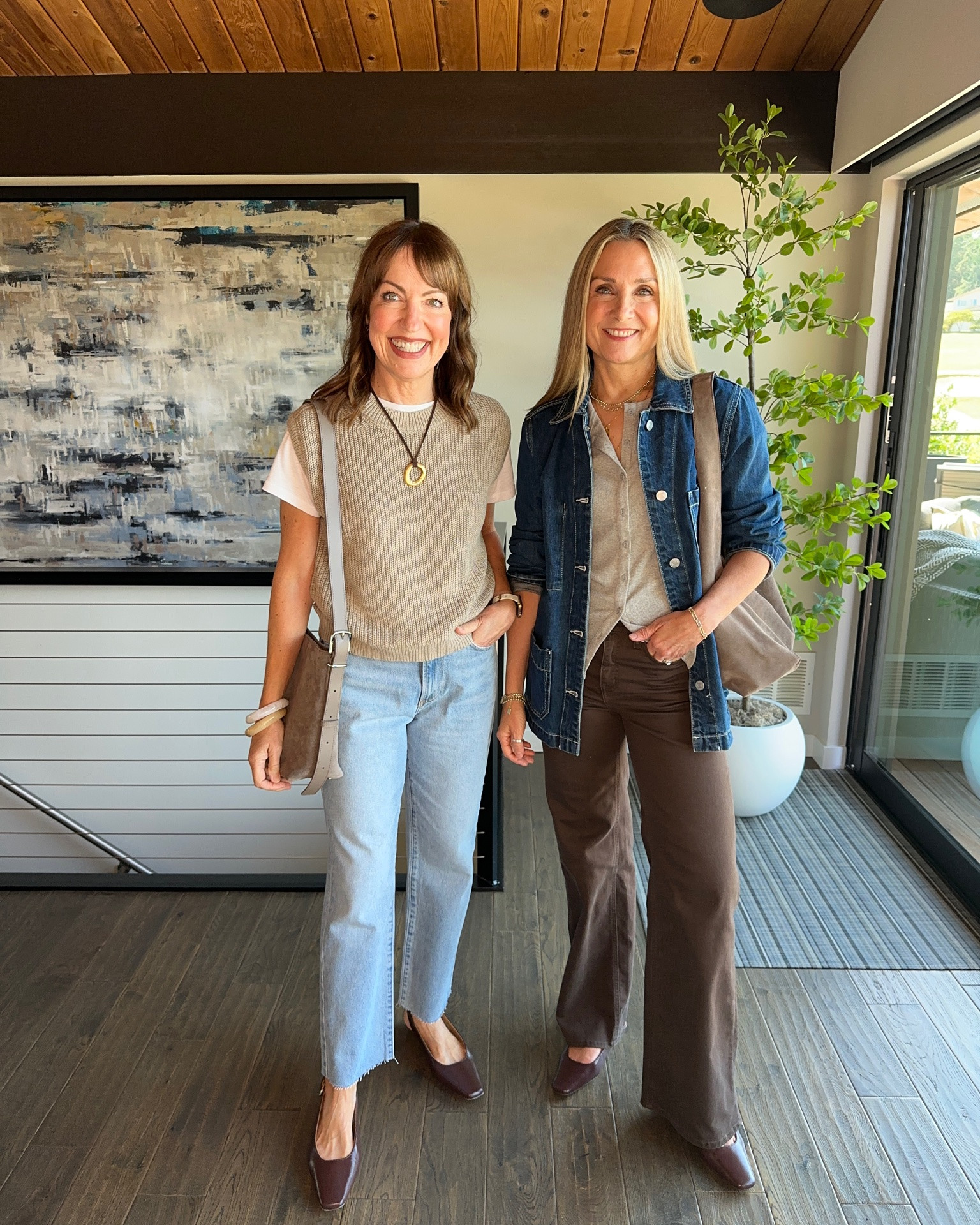 We all love @Quince for their amazing affordable cashmere, chic linen pieces and stylish denim, but we’re just waking up to their cool shoe selection! These Italian leather sling backs are the perfect fall transition shoe!🍂

We love dressing for late summer/early fall in darker neutrals, light layers, and it’s the perfect time to wear a short sleeve sweater! We’ve heard such great things about the Quince barrel jeans, and we can see why! Such a great fit and the barrel shape is subtle. Which look is your favorite?

We’re both 5’6” and wear small in tops and 26/27 in jeans. 
#quincepartner #liketkit

#LTKOver40 #LTKootd #LTKWorkwear

#LTKootd #LTKOver40 #LTKWorkwear