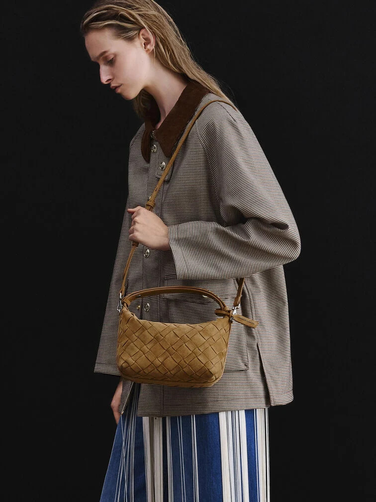 Wineberry Red Ivette Woven Shoulder Bag | CHARLES & KEITH | Charles & Keith US