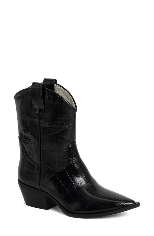 SHUSHOP Zouzou Western Boot in Black Croco at Nordstrom, Size 8.5 | Nordstrom