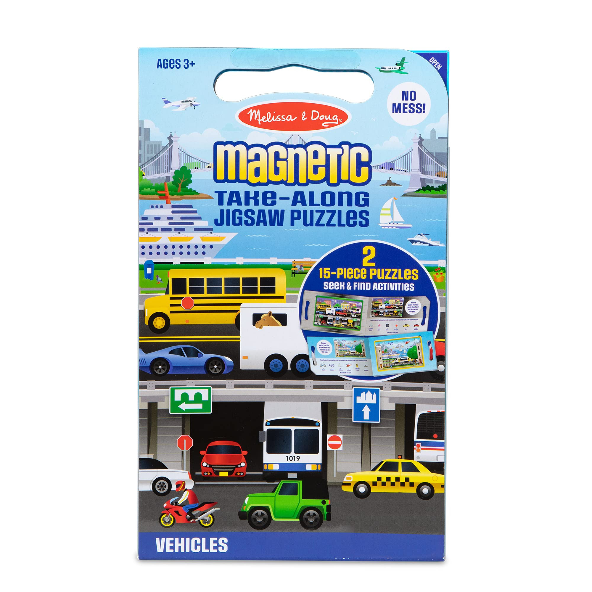 Melissa & Doug Take-Along Magnetic Jigsaw Puzzles Travel Toy Vehicles (2 15-Piece Puzzles) | Amazon (US)