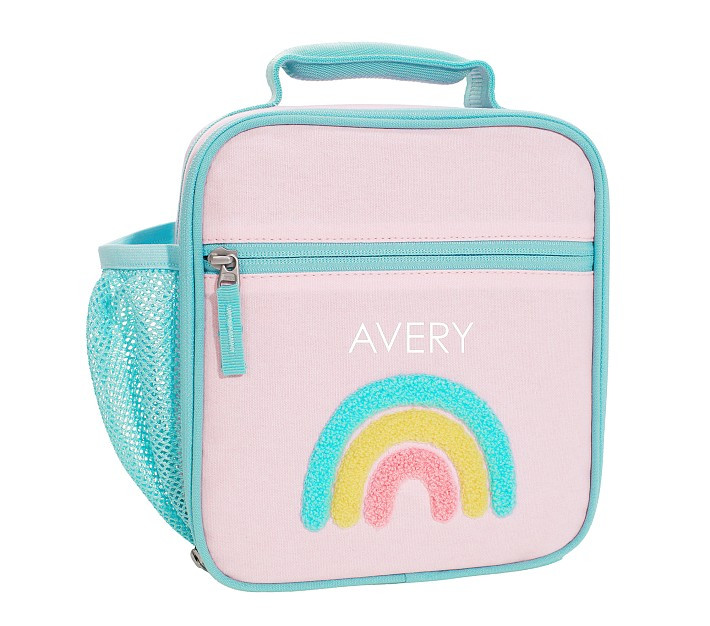 Mackenzie Pink Rainbows Chenille Lunch Boxes | Pottery Barn Kids