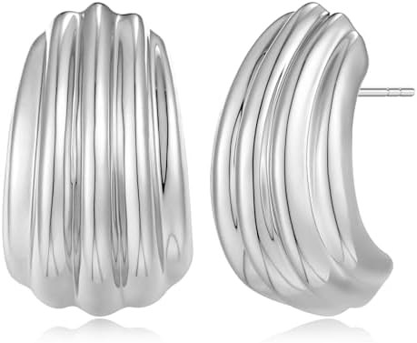 MUYAN Chunky Gold Textured Earrings for Women Trendy Minimalist Large Chunky Studs Fashion Jewelr... | Amazon (US)