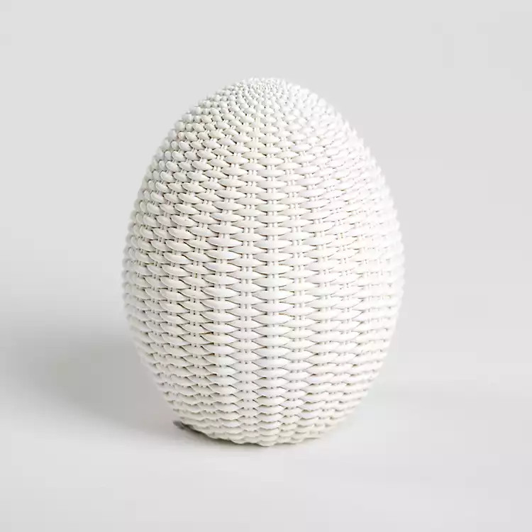 New! White Wicker Egg Statue, 6 in. | Kirkland's Home
