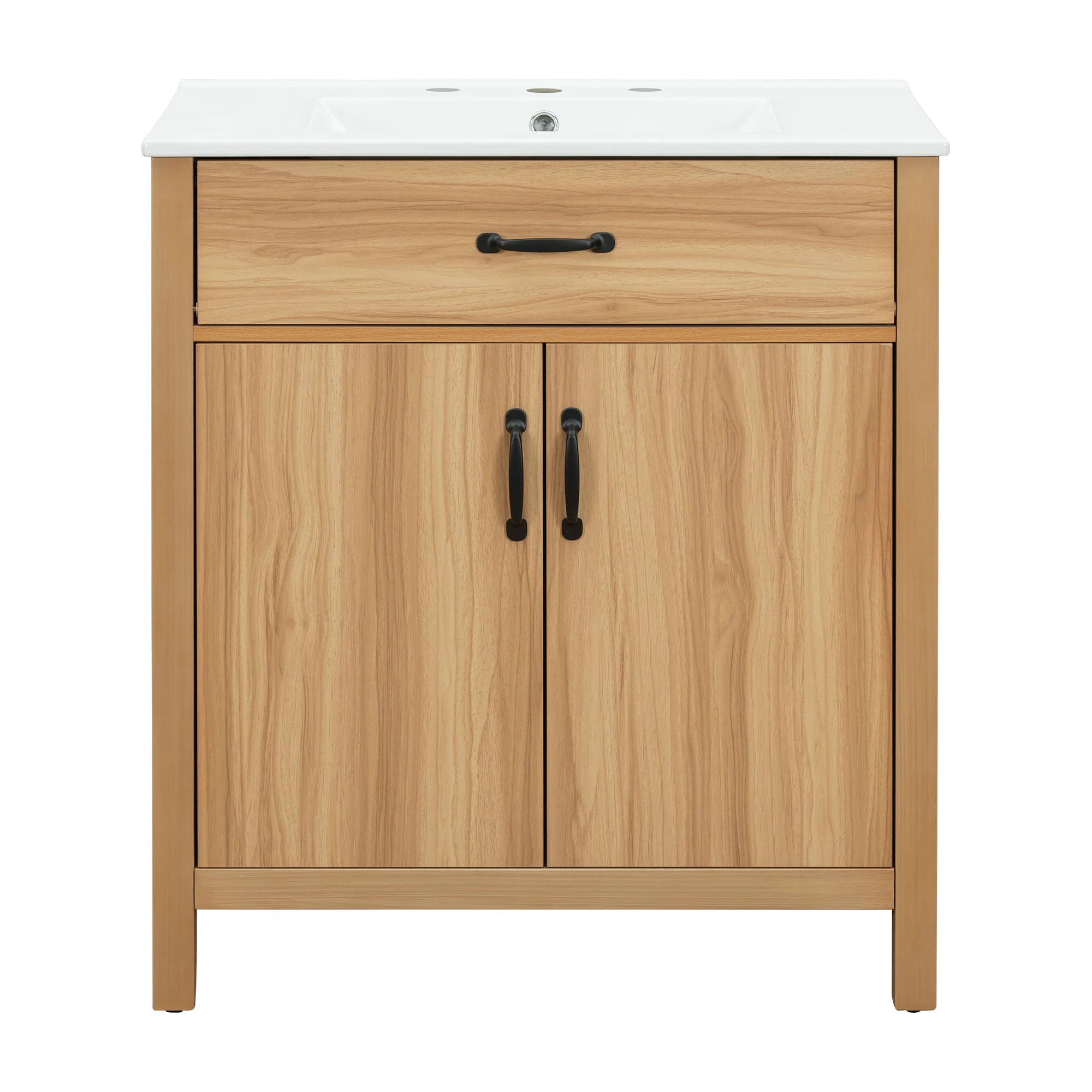 Vanityfus 30-in Bathroom Vanity Single Sink Combo Wood Ceramic Top 2 Soft-Close Doors 1 Drawer one_size | VF-VT-8550N | Lowe's