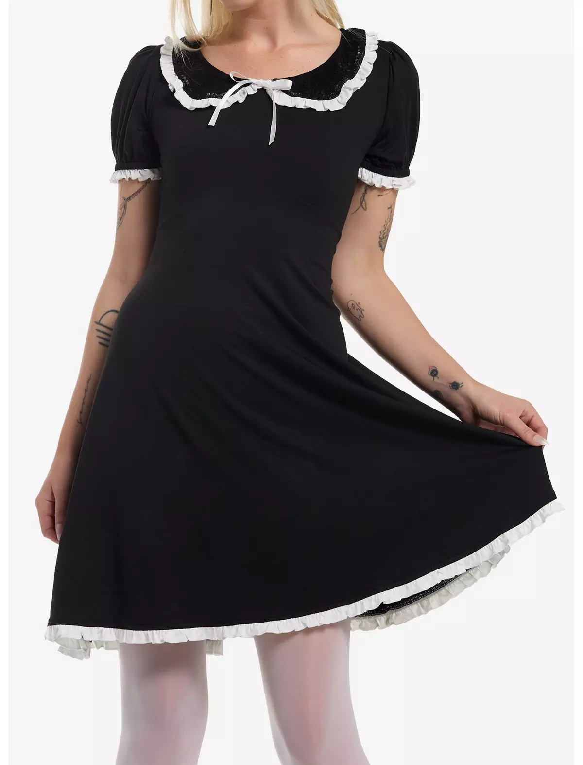 Black & White Lace Collar Babydoll Dress | Hot Topic | Hot Topic